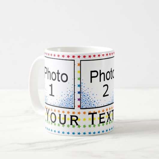 カスタム3フォトレインボースターズ&ブルーダイヤモンドコーヒー コーヒーマグカップ (正面左)