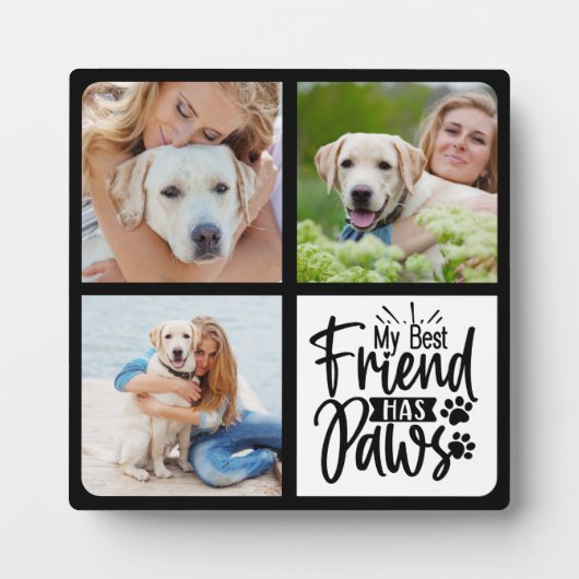 カスタム3ペットフォトコラージュ最高の友犬の恋人 フォトプラーク (正面)
