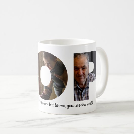 カスタム3ポップ・アートの写真コラージュ引用文父の日 コーヒーマグカップ (正面右)