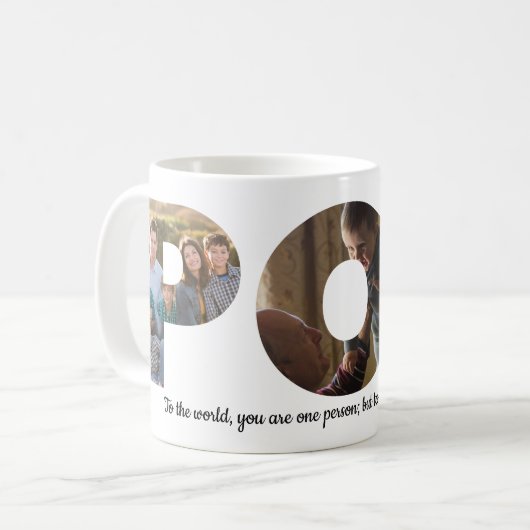 カスタム3ポップ・アートの写真コラージュ引用文父の日 コーヒーマグカップ (正面左)