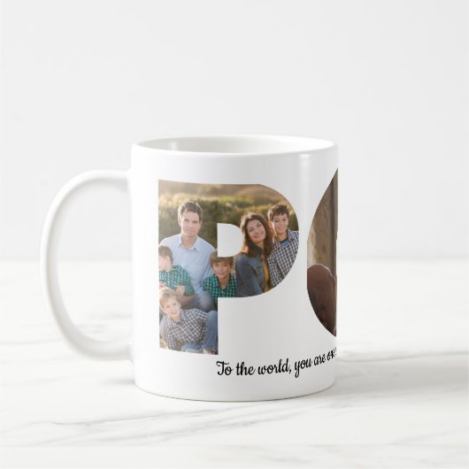 カスタム3ポップ・アートの写真コラージュ引用文父の日 コーヒーマグカップ (左)