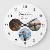 カスタム3モダン写真集を新しく結婚て ラージ壁時計 (正面)