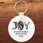 カスタム3モダン枚の写真コラージュ喜び世界 キーホルダー (正面)