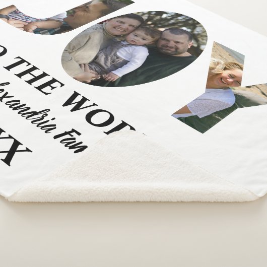 カスタム3モダン枚の写真コラージュ喜び世界 シェルパブランケット (3/4)