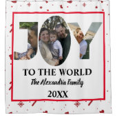 カスタム3モダン枚の写真コラージュ喜び世界 シャワーカーテン (正面)