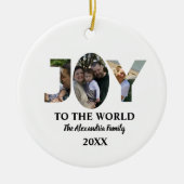 カスタム3モダン枚の写真コラージュ喜び世界 セラミックオーナメント (正面)