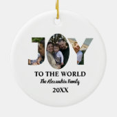 カスタム3モダン枚の写真コラージュ喜び世界 セラミックオーナメント (裏面)