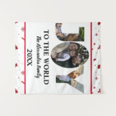 カスタム3モダン枚の写真コラージュ喜び世界 タペストリー (正面(横))