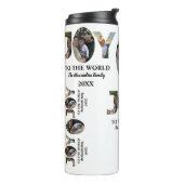 カスタム3モダン枚の写真コラージュ喜び世界 タンブラー (回転左)