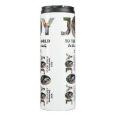 カスタム3モダン枚の写真コラージュ喜び世界 タンブラー (裏面)