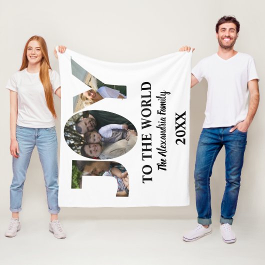 カスタム3モダン枚の写真コラージュ喜び世界 フリースブランケット (インサイチュ)