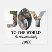 カスタム3モダン枚の写真コラージュ喜び世界 フリースブランケット (正面(横))