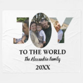 カスタム3モダン枚の写真コラージュ喜び世界 フリースブランケット (正面(横))