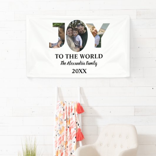 カスタム3モダン枚の写真コラージュ喜び世界 横断幕 (インサイチュ)