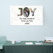 カスタム3モダン枚の写真コラージュ喜び世界 横断幕 (トレードショー)