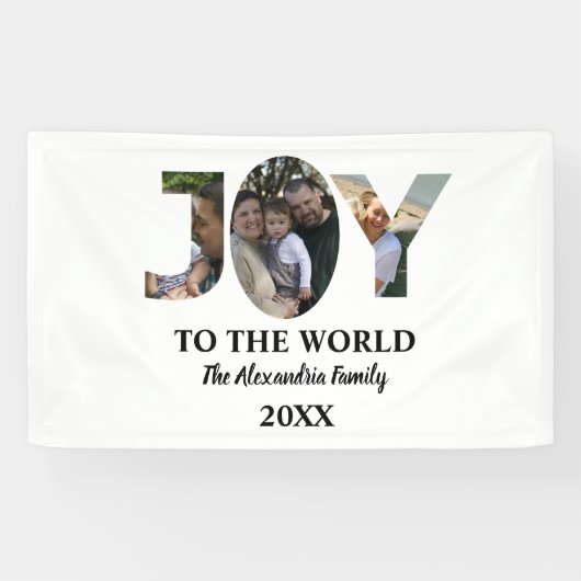 カスタム3モダン枚の写真コラージュ喜び世界 横断幕 (横)