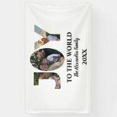 カスタム3モダン枚の写真コラージュ喜び世界 横断幕 (縦)