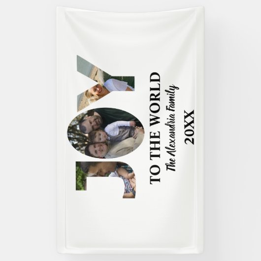 カスタム3モダン枚の写真コラージュ喜び世界 横断幕 (縦)