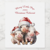 カスタム3リトルメリーピッグスクリスマスホリデー ワインラベル (シングルラベル)