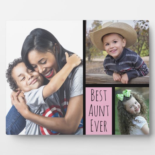 カスタム3写真コラージュおば最高のエバ フォトプラーク (正面)