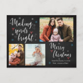 カスタム3写真コラージュ明るいスピリッツ シーズンポストカード (正面)