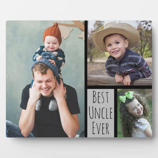 カスタム3写真コラージュ最高の叔父Ever フォトプラーク (正面)