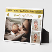 カスタム3写真コラージュHappy First Father's Day フォトプラーク (側面)