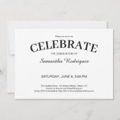 カスタム3写真シックなエンブレムホワイト卒業式パーティー 招待状 (裏面)