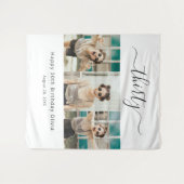 カスタム3写真ハッピー30歳の誕生日 タペストリー (正面(横))