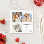 カスタム3写真ユニークコラージペットキャッ結婚トドッグ スタンダードカクテルナプキン (インサイチュ)