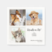 カスタム3写真ユニークコラージペットキャッ結婚トドッグ スタンダードカクテルナプキン (正面)