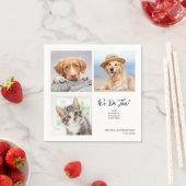 カスタム3写真ユニークコラージュPET DOG CAT結婚's スタンダードカクテルナプキン (インサイチュ)