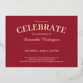 カスタム3写真卒業パーティーMaroon and金ゴールド 箔招待状 (裏面)