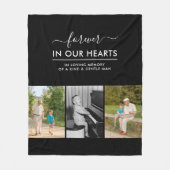 カスタム3写真白Loving Memory Black フリースブランケット (正面)