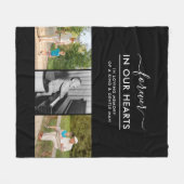 カスタム3写真白Loving Memory Black フリースブランケット (正面(横))