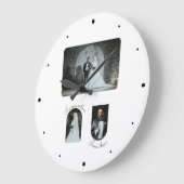 カスタム3写真結婚のカップルの時計 ラージ壁時計 (傾斜)