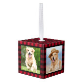 カスタム3写真赤バッファロープライドPETメモリアル キューブオーナメント (裏面アングル)