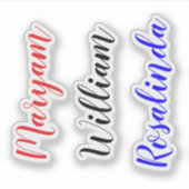 カスタム3名、文字台本ウォーターボトルシール シール (正面)