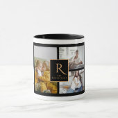 カスタム3家族の写真コラージモノグラムクリスマス マグカップ (中央)