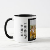 カスタム3家族の写真コラージモノグラムクリスマス マグカップ (左)