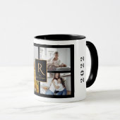 カスタム3家族の写真コラージモノグラムクリスマス マグカップ (正面右)