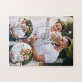 カスタム3家族写真コラージュ ジグソーパズル (横)