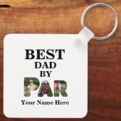 カスタム3文字の形状の写真の最高のパパ（パー） キーホルダー (裏面)