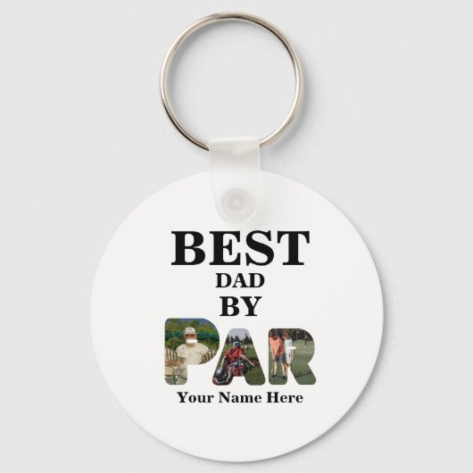 カスタム3文字の形状の写真の最高のパパ（パー） キーホルダー (正面)