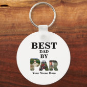 カスタム3文字の形状の写真の最高のパパ（パー） キーホルダー (正面)
