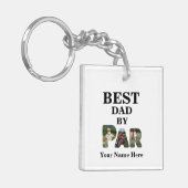 カスタム3文字の形状の写真の最高のパパ(パー) キーホルダー (正面左)