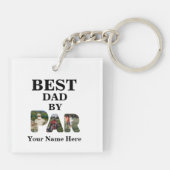 カスタム3文字の形状の写真の最高のパパ(パー) キーホルダー (裏面)