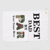 カスタム3文字の形状の写真の最高のパパ(パー) ゴルフタオル (横)