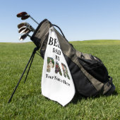 カスタム3文字の形状の写真の最高のパパ(パー) ゴルフタオル (グリーン)