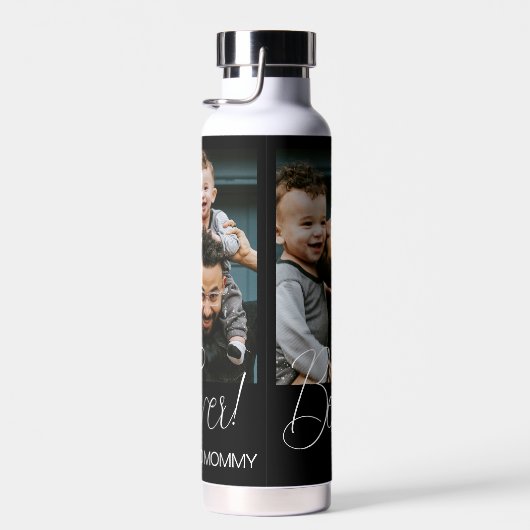 カスタム3枚の写真コラージュ最高のパパが絶縁済み ウォーターボトル (右面)